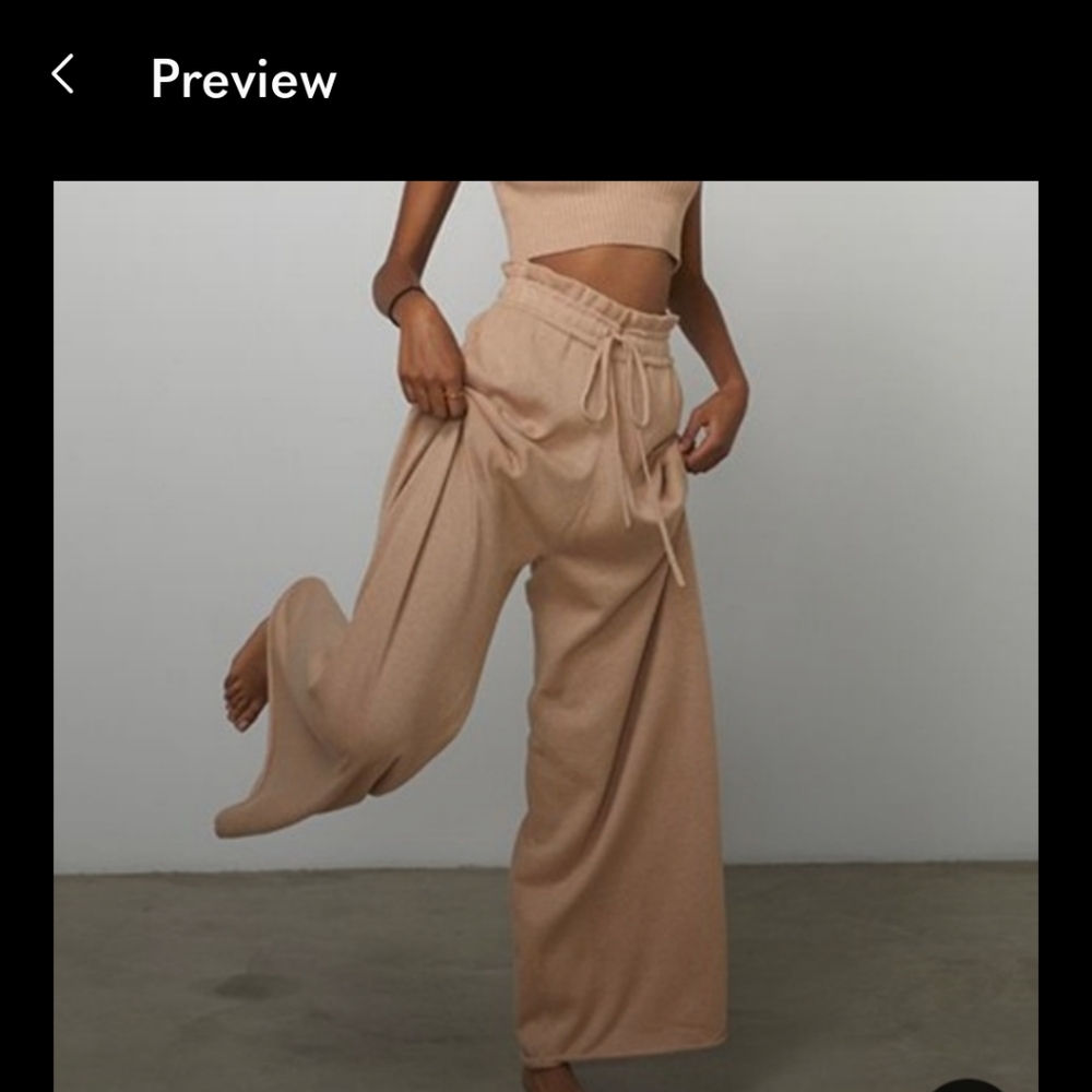 LUNYA PANTS cropped wide leg pants with drawstring organic cotton and silk